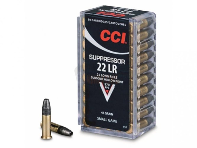 Náboje CCI 22LR Suppressor Subsonic HP 45gr